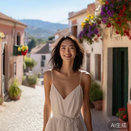 江疏影西班牙度假漫步