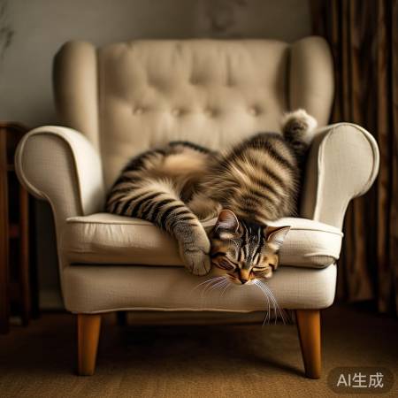 倒挂猫咪惬意睡姿