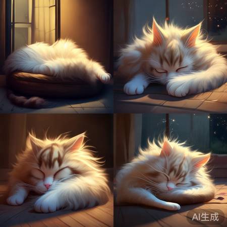 猫咪睡姿多样，调节体温