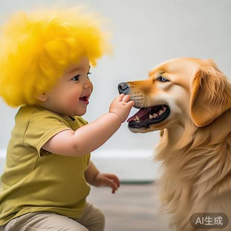 小朋友想象力丰富，黄发如小狗可