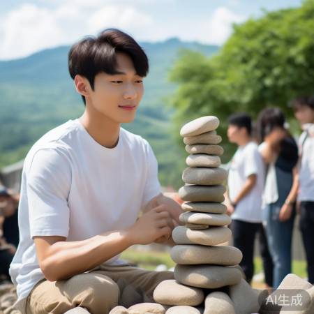 易烊千玺真诚垒石头，正能量吸引