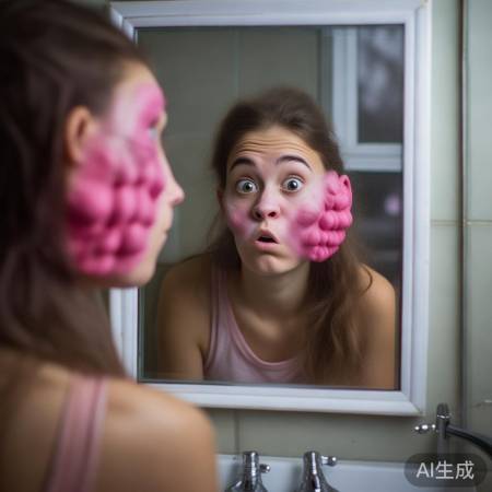 腮红打重似猴屁股