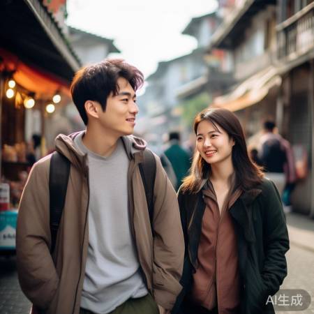 张子枫马嘉祺南京街头漫步