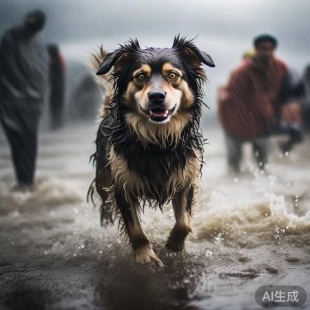阿福风雨中英勇独立