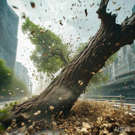 狂风大树倒，自然奇观