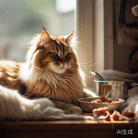 小李家猫粮丰盛，小塌塌像小狮子