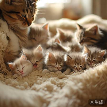 猫咪享受温馨生活