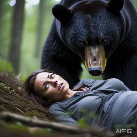 孕妇黑熊生死斗，装死逃险记