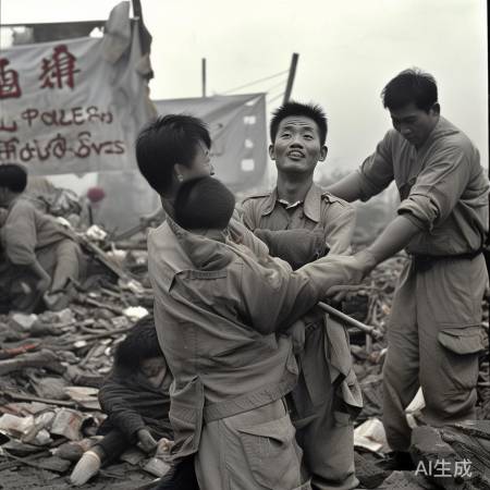 志愿者李明救伤灾区