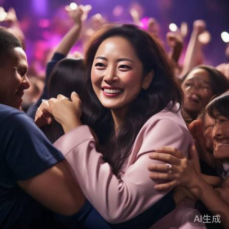 吴艳妮台上亲民,感恩粉丝敬爱