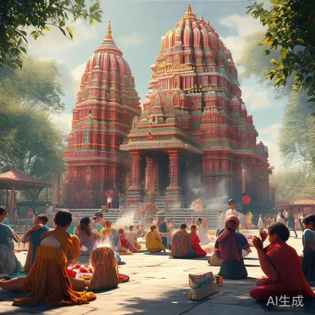 印度神庙虔诚朝拜