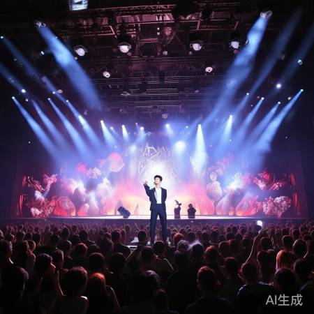 王力宏演唱会气氛嗨,舞台炫酷。