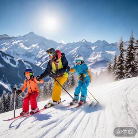 陈赫滑雪享家庭时光