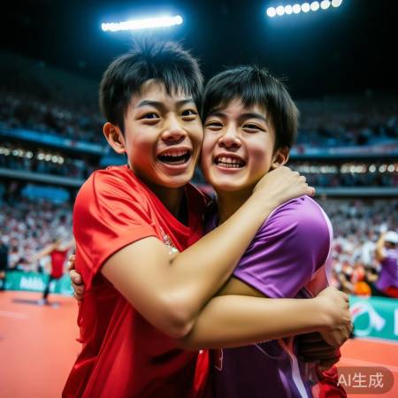 运动情侣甜蜜拥抱