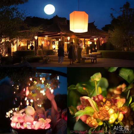 中秋放灯谜赏桂，吉祥幸福传统文