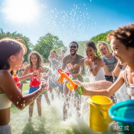 夏日泼水乐融融