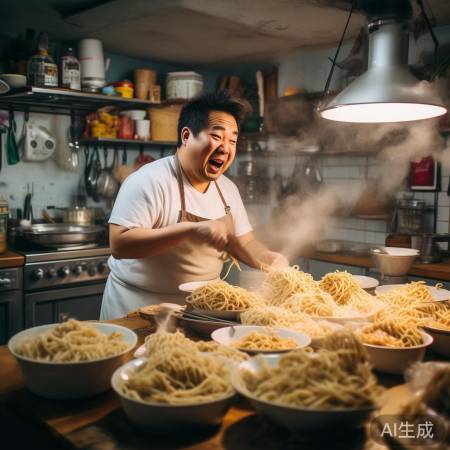 “拉面哥直播拉面人气旺”