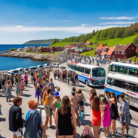 挪威小岛遇中国游客堵车