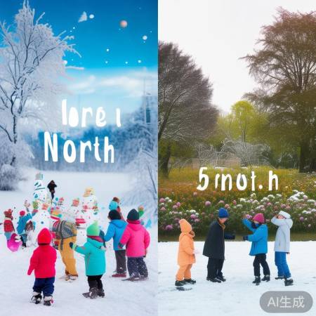 南北温差大，南北冬景不同