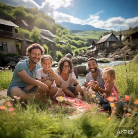 假期放松，家庭旅行美景