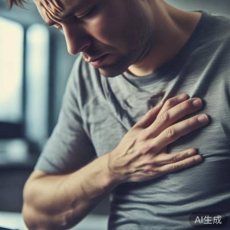 胸痛如被压榨，辐射肩臂颈