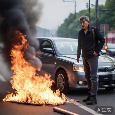 成都车自燃，手机引火险情。
