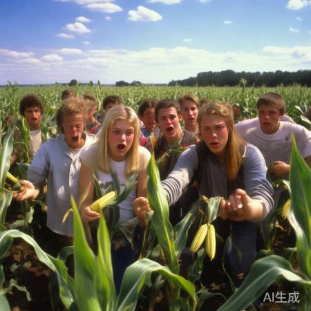 大学生掰玉米作秀