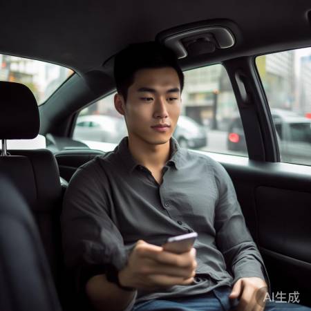 网约车司机与小明搭话，小明玩手