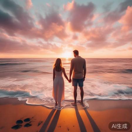 海边日出，爱情如画