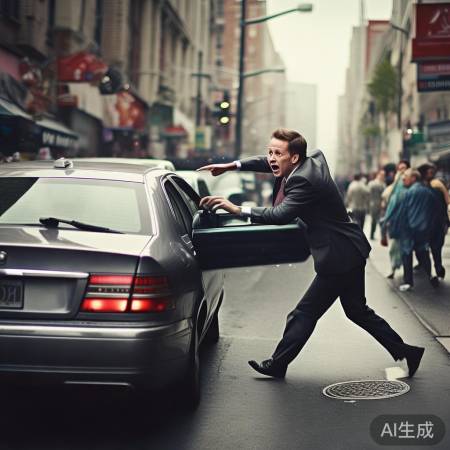 乘客急下车，车门猛甩撞司机