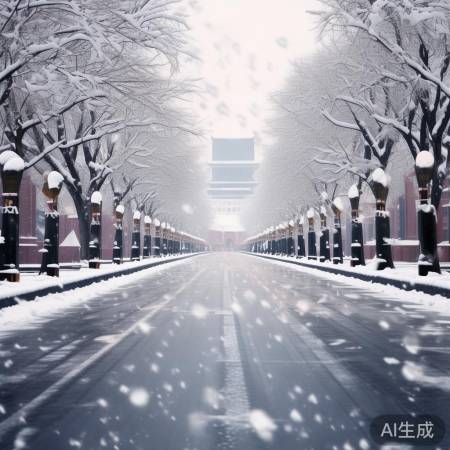 “长安街雪落静美”