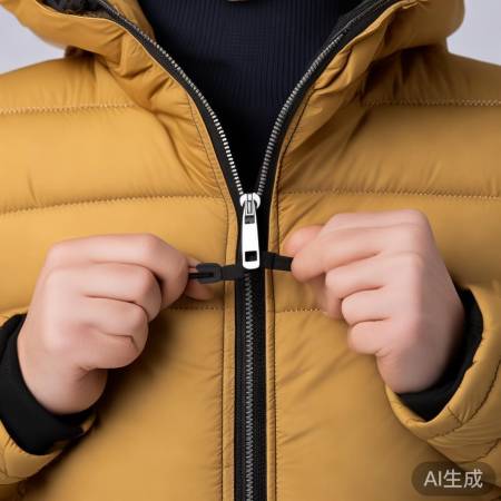 羽绒服拉链易磨损，轻推穿脱更耐