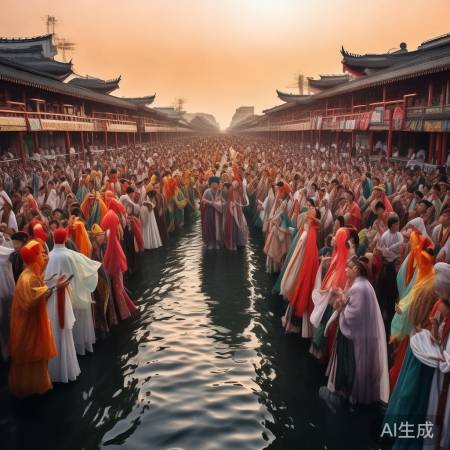 钱塘江边汉服赏龙鳞