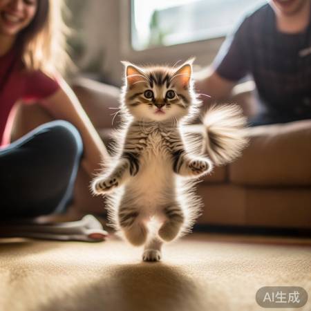 猫咪跟着音乐跳舞，学习动作快