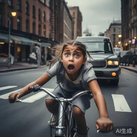 小姑娘骑车逆行酿车祸