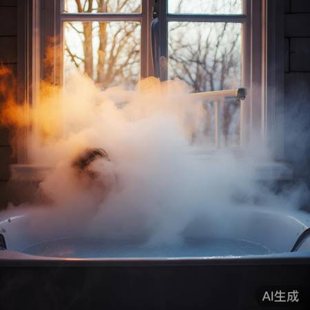 冬日浴池，寒风中温暖如春