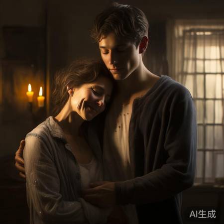 泪水中无言的拥抱