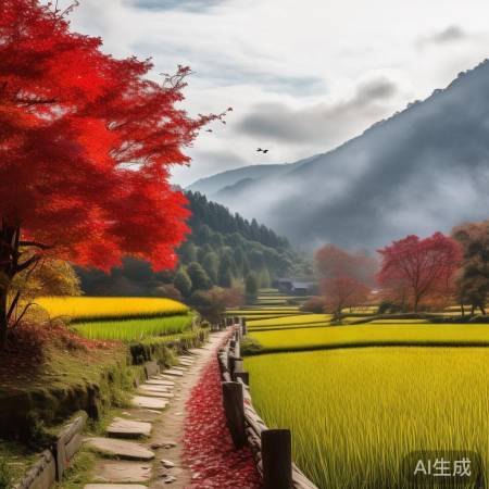 山村秋景如水墨