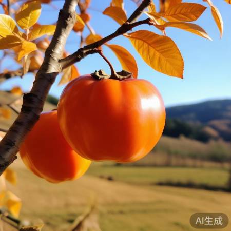 柿子似喜鹊窝，寓意吉祥甜。