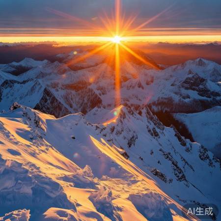 雪山日照奇观震撼呈现
