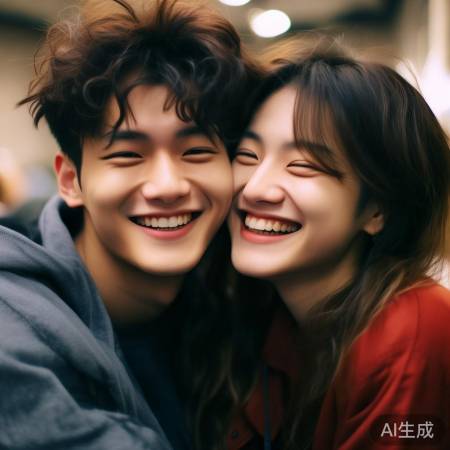 郑恺苗苗亲密合影，笑眼弯成月牙