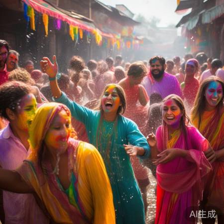 节日印度盛装泼水狂欢