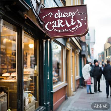 蛋糕店招牌歪歪扭扭