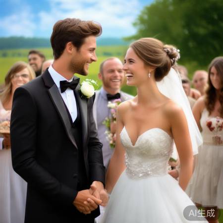 甜蜜婚礼，伴娘笑容满面