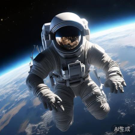 宇航员太空行走，地球如蓝宝石