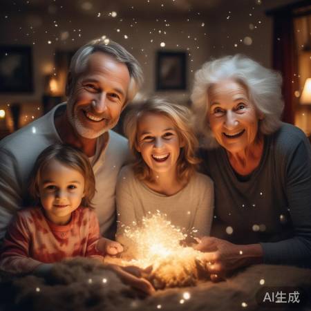 全家照现神奇光芒