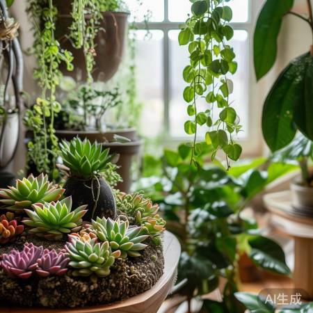 绿植点缀家居，生机盎然