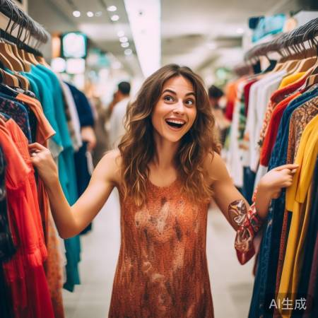 女生购物心情大好