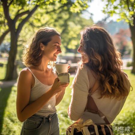 幸福瞬间：闺蜜公园漫步、咖啡窗