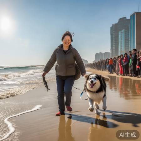 善良女子与狗,感动无数人